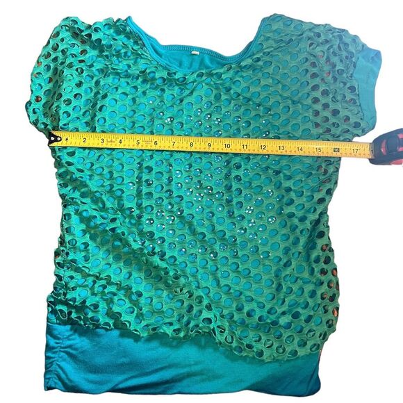 Unbranded Woman's Blue Short Sleeve Mermaid Vibes Casual Top Size Medium - Picture 8 of 13